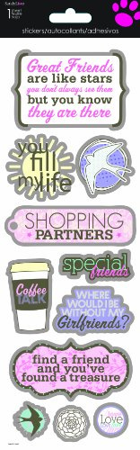 Sandylion Girlfriends Chipboard Foil Sticker, 4 by 12-Inch