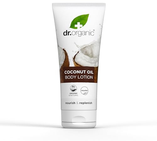 Dr Organic Kokosöl-Lotion, Feuchtigkeitsspendend, Trockene Haut, Für Männer, Für Frauen, Natürlich, Vegetarisch, Tierversuchsfrei, Paraben- & SLS-frei, Bio, 200ml