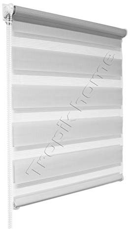 Tropik Home Grey Day and Night Zebra/Vision Window Roller Blind, Choice of 16 Width Sizes, 55cm Wide (+4.5cm fittings)