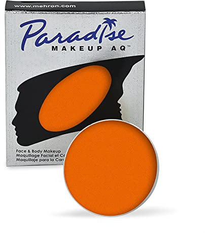 Mehron Makeup Paradise AQ Face and Body Paint Refill Size | Perfect Performance, Beauty, Cosplay, and Halloween | Water Activated Face Paint, Body Paint .25 oz (7 g) (Orange)
