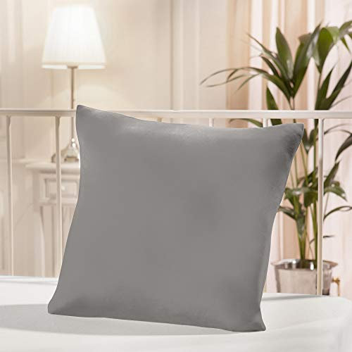 Erwin Müller Kuschelkissenbezug, Kissenhülle Memmingen Interlock-Jersey Silber Größe 40x40 cm - formstabil, faltenfrei, anschmiegsam, mit Reißverschluss