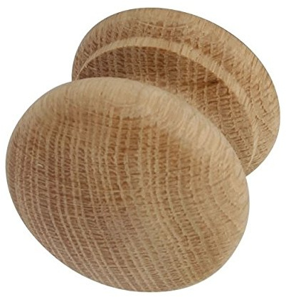 Merriway BH01105 (4 Pcs) Unlacquered Beech Cupboard Door/Drawer Knobs, Drilled for Woodscrew Dowel Screw, 40 mm (1.1/2 Inch) - Pack of 4 Pieces