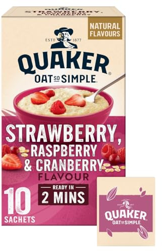 Quaker Oat So Simple Strawberry and Raspberry Porridge, 10 x sachets