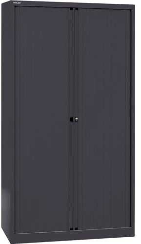 Bisley Armario Euro Tambour de persianas, 4 estantes, 5 Oh, B 1000 mm, Metal, 5633 persiana (Negro, Cuerpo Negro, 43 x 100 x 198 cm