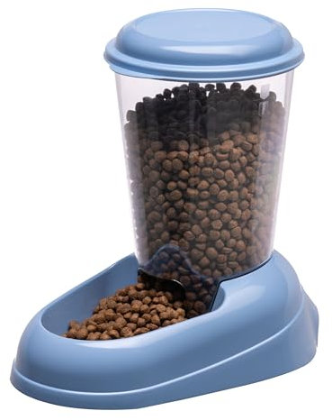 Ferplast Dispenser cibo secco per cani e gatti ZENITH 3 Litri Mangiatoia cibo biscotti per animali, Fondo antiscivolo, 20,2 x 29,2 x h 28,8 cm Blu