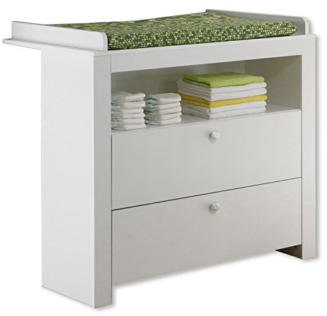 trendteam smart living - Olivia - Kommode - Weiß - Wickeltisch inkl. Wickelaufsatz - (BxHxT) 96 x 104 x 69 cm - Wickelmöbel mit 1 offenem Fach und 2 Schubladen