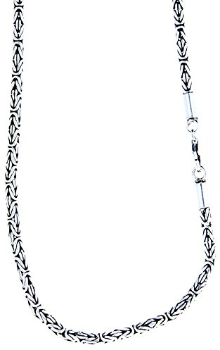 Kiss of Leather Runde Königskette aus 925 Sterling Silber, 3.5 mm dick, 45-65 cm lang