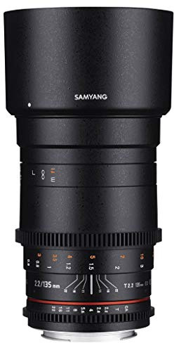 Samyang F1312206101 - Objetivo para vídeo VDSLR para Sony E (Distancia Focal Fija 135mm, Apertura T2.2-22 ED UMC, diámetro Filtro: 77mm), Negro