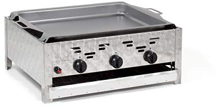 Gasbräter 11kW 3-flammiger Edelstahl-Brenner mit Stahlpfanne und Schutzhülle Gasgrill Gastrobräter Profigrill Verein