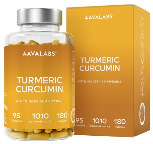 Turmeric and Black Pepper Capsules with Ginger Root Extract - Not Turmeric Tablets - 95% Curcumin Extract, Ginger & Piperine - 180 Capsules - 3 Months Supply - Vegan