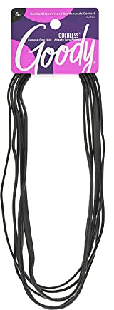 GOODY Women's Ouchless Thin Hair Flat Narrow Headwrap, Black, 6 Count