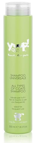 YUUP! - Shampoo per Cani e Gatti Universale, 250 ml, specifico per uso frequente ed ideale per tutti i tipi di pelo, deterge la cute e nutre il manto