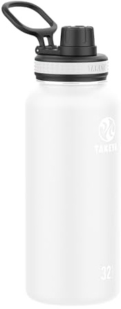Takeya Originals Vacuum-Insulated Stainless-Steel Water Bottle, 32oz, White