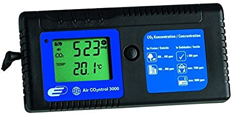 TFA Dostmann Airco2ntrol 3000 CO2-Messgerät, zur Überwachung der CO2-Konzentration, akustischer Alarm, Temperaturanzeige, 31.5000, Schwarz Blau, L190 x B57 x H260 mm