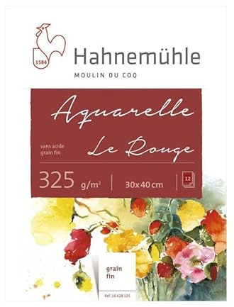 Papier aquarelle Le Rouge de Moulin du Coq 325 g/m² 30 x 40 cm Grain Fin 12 feuilles