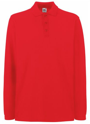 Fruit of The Loom Mens Premium Long Sleeve Polo Shirt (L) (Red)