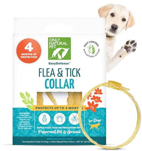 Only Natural Pet EasyDefense Flea & Tick Dog Collar - Canine Flea Control Collars - One Size Fits All - Pet Care That Protects up to 4 Months - for Dogs (Single Collar)