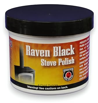 Meeco's Red Devil 402 Raven Black Stove Polish Paste - Non-Toxic Water-Based Combination of Wax & Black Pigment (4 oz) - Made in The USA