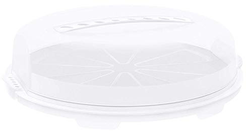 Rotho Fresh Campana per Torta Piatta, Plastica (PP) senza BPA, Bianco/Trasparente, 35.5 x 34.5 x 11.6 cm