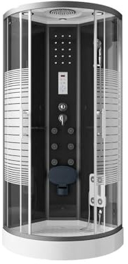 HOME DELUXE - Douche complète BLACK PEARL - dimensions : 90 x 90 cm - avec douche à effet pluie, radio et accessoiresI Temple de douche Douche préfabriquée, douche, temple de douche