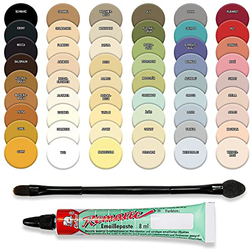 Helmecke & Hoffmann Remalle Emaille Paste Emaillelack Reparaturlack Lack 8 ml + Pinsel (alpinweiß)