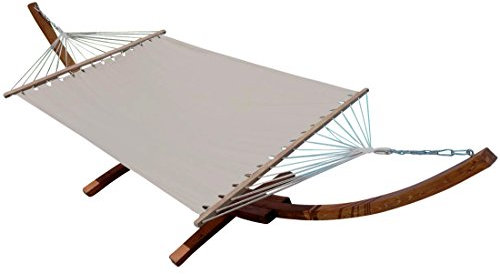 ALEOS. 410cm XXL Luxus Hängemattengestell Limited Edition XXL aus Holz Lärche mit Stab Hängematte (Edelstahl)