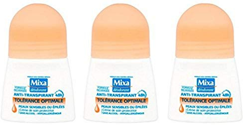 Mixa - Déodorant Femme Bille Tolérance Optimale Pour Peaux Sensibles ou Epilés - 50 ml - Lot de 3