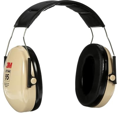 3M Peltor H6AV Optime 95 Over the Head Noise Reduction Earmuff, Hearing Protection, Ear Protectors, NRR 21dB, Ideal for Machine Shops and Power Tools, Beige