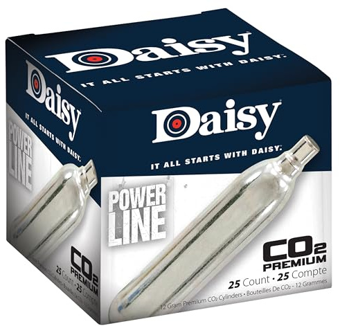 Daisy, 25 Count CO2 Cylinder, Silver, 12gm, 25-Count Bulk Pack: Great Value for Regular Shooters and Training Sessions, 997025-101