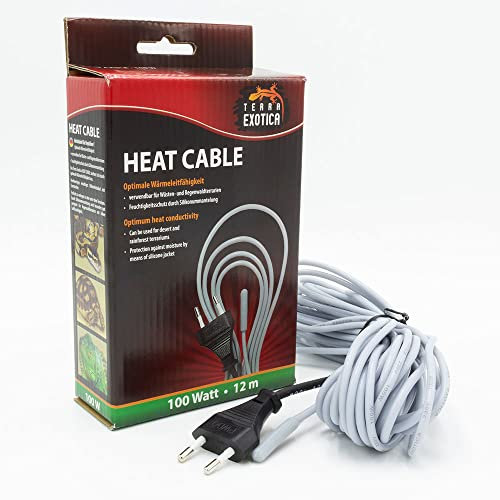 Terra Exotica Heizkabel - 100 Watt / 12 m Heat Cable - Bodenheizung für Terrarien - Terrarium Heizung - Silikonheizkabel für optimale Wärmeleitfähigkeit