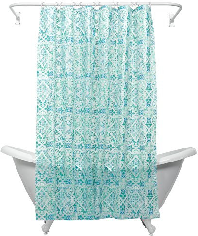 Zenna Home Marokko wasserdichter PEVA-Duschvorhang, 178 x 183 cm, Blaugrün