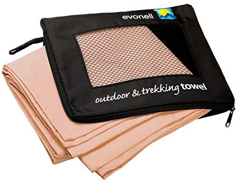 Mikrofaser Handtücher von Evonell verschiedene Größen und Farben ultra leicht extrem saugfähig, Sporthandtuch, Reisehandtuch, Badetuch, Outdoorhandtuch (66 x 120 cm sahara)