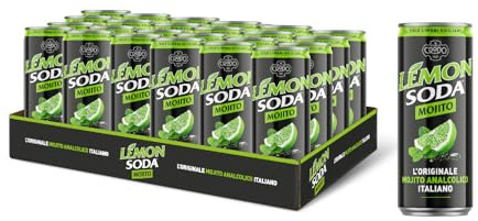 Lemonsoda | Mojito Soda, 24 Lattine da 33 cl, Originale Mojito Analcolico Italiano, Gusto di Menta Fresca e Lime