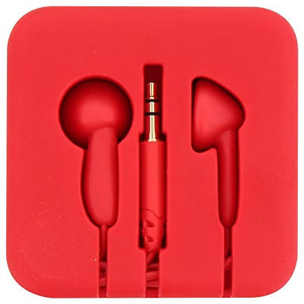 T'nB Pocket - écouteurs Boutons avec étui Enrouleur en Silicone - Rouge