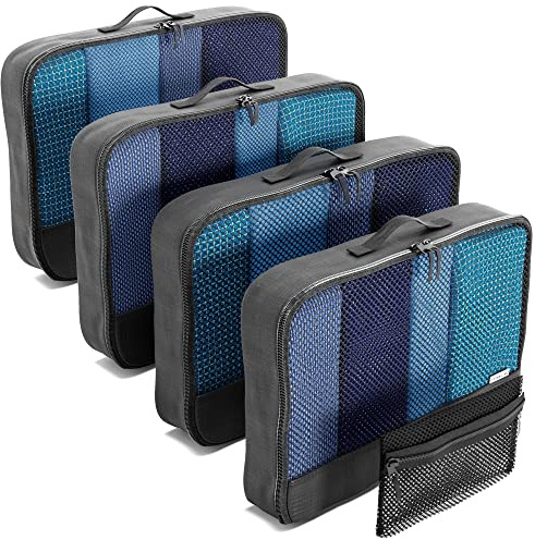 OW-Travel Packpåsar Resa, Lätta Packing Cubes for Travel 4 L, 5 St. Svart | Organiseringsset för resväskor med packing bags, travel organizer för ryggsäck, handbagage och resväska, packkuber för kläder