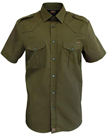 ROCK-IT Apparel Hemd Herren Kurzarm [S-5XL] - 100% Baumwolle - US-Hemd im coolen Military Look - Worker Hemd - Worker Shirt Outdoor - Sportliches Freizeithemd XXL Olive