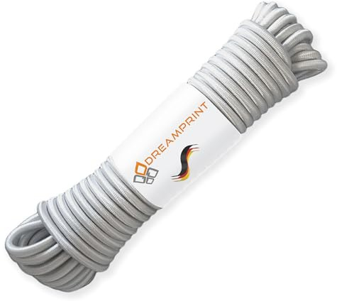 Dreamprint Espansore Corda 20m Grigia - Corda elastica versatile da 10mm Ø per interni ed esterni - Flessibile per fissaggio carico, coperture, campeggio e attività all'aperto