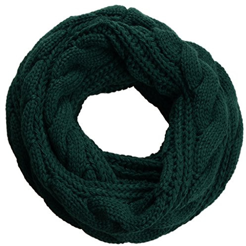 NEOSAN Womens Thick Ribbed Knit Winter Infinity Circle Loop Scarf Twist Dark Green