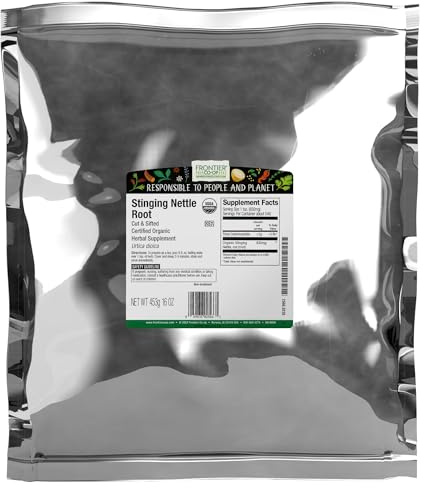 Frontier Co-op Organic Stinging Nettle Root, Cut and Sifted, Kosher | 16 Ounce (Pack of 1)
