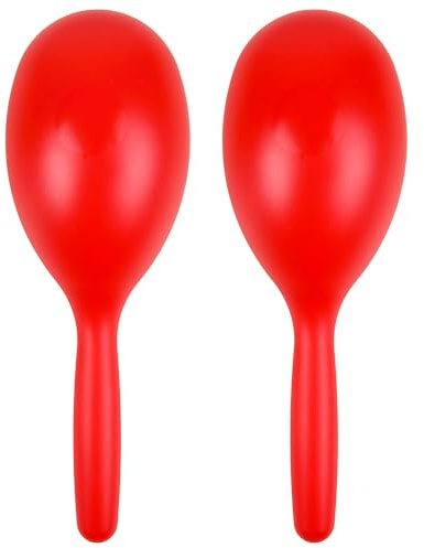 A-Star Par de maracas de plástico rojo - Sonajero agitador de 20 cm, instrumento de ritmo de percusión