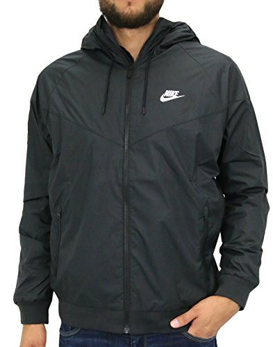 Nike Mens Windrunner Hooded Track Jacket Black/Black/White 727324-010 Size Small
