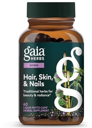 Gaia Herbs Hair, Skin & Nails - Supplement to Support Healthy Skin, Hair & Nail Health* - Astaxanthin, Horsetail, Gotu Kola & Burdock - 60 Vegan Liquid Phyto-Capsules (30 Servings)