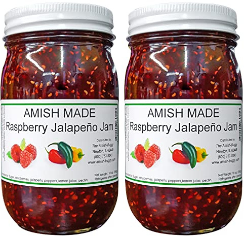 Amish Raspberry Jalapeno Jam - Two 18 Oz Jars
