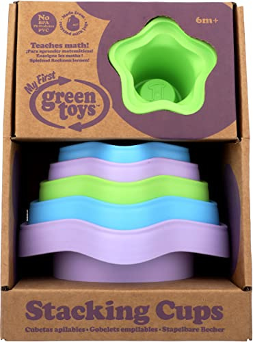 Green Toys 8668586, Stapelspiel Becher, Babyspielzeug, Motorikspielzeug, nachhaltiges Lernspielzeug für Babys und Kleinkinder ab 6 Monaten, 6-teilig
