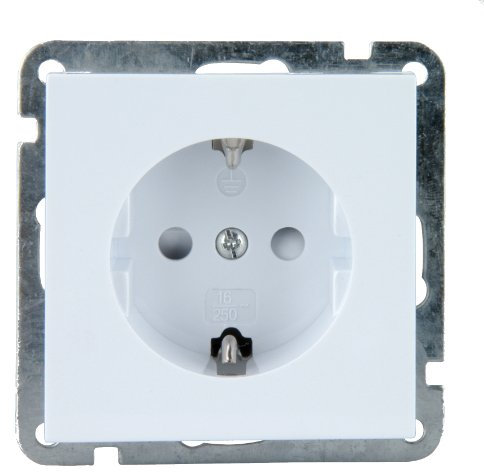 Unitec 42561 Serie 702 Melbourne Prise murale type F avec sécurité enfant Blanc