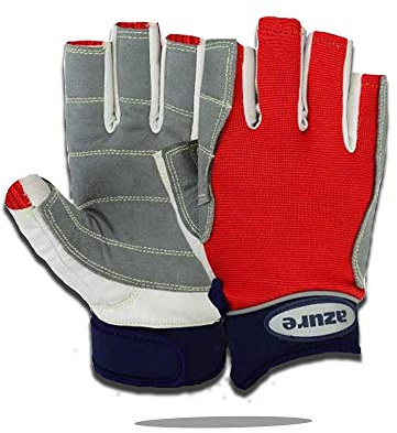 Azure sailing Gloves STOPWATCH FRIENDLY STRONG STITCHING-C/F=XS-XXL RED (Large)