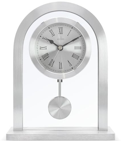 Acctim 200 x 165 x 50 mm Bathgate Glas-Kaminuhr mit Pendel, Silber