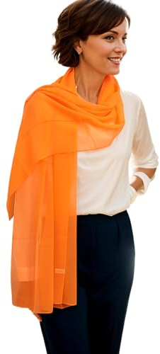 Prettystern Donna Uomo 180cm Lunga Pura Seta Leggera Sciarpa Stola Foulard Coprispalle Elegante da Cerimonia arancione