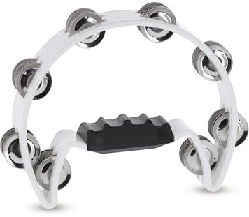 GEWA Schellenring Halbmond - 16-Paar verchromte Schellen - Zweireihig - Farbe weiß