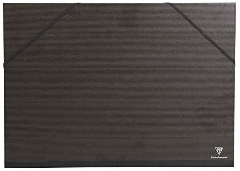 Clairefontaine 44850C Zeichenmappe Kraft Verge mit Gummizug rücken 30 mm, innen: 35 x 50 cm, außen: 37 x 52 cm, schwarz